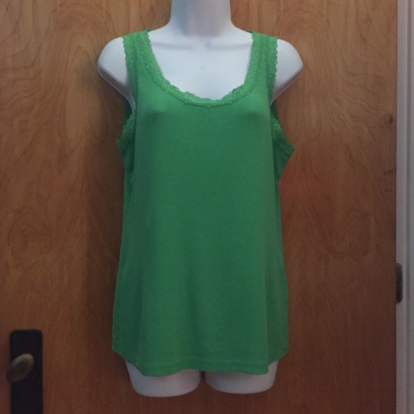 Green Jones New York Tank Top with Lace Size Large - Picture 1 of 6